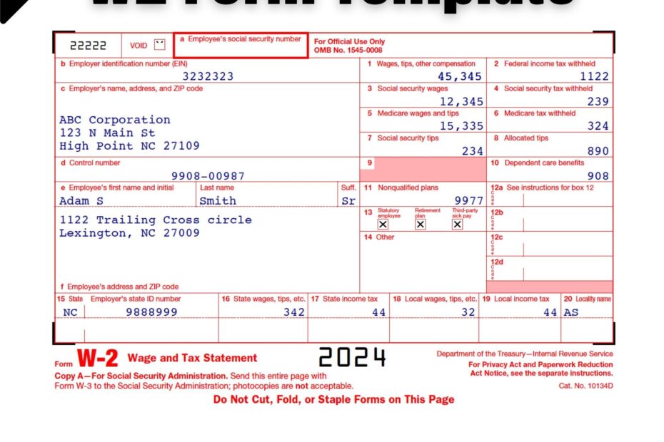 Fillable W2 Form 2025 Printable IRS Template digital Download Etsy