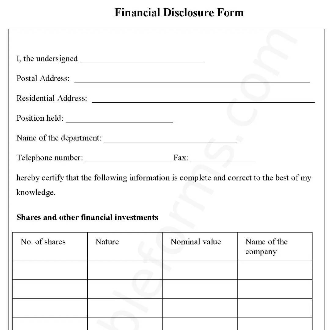 Financial Disclosure Fillable PDF Template Editable Forms s Ko fi Shop