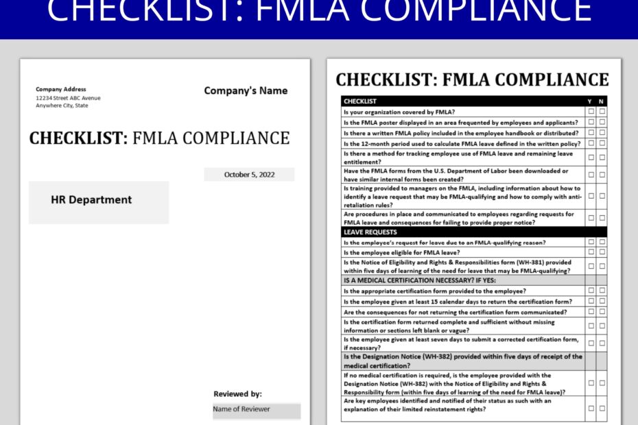 FMLA Checklist Compliance Editable Word Form HR Templates Family Medical Leave Act Policy U0026 Procedure Template HR Compliance Etsy