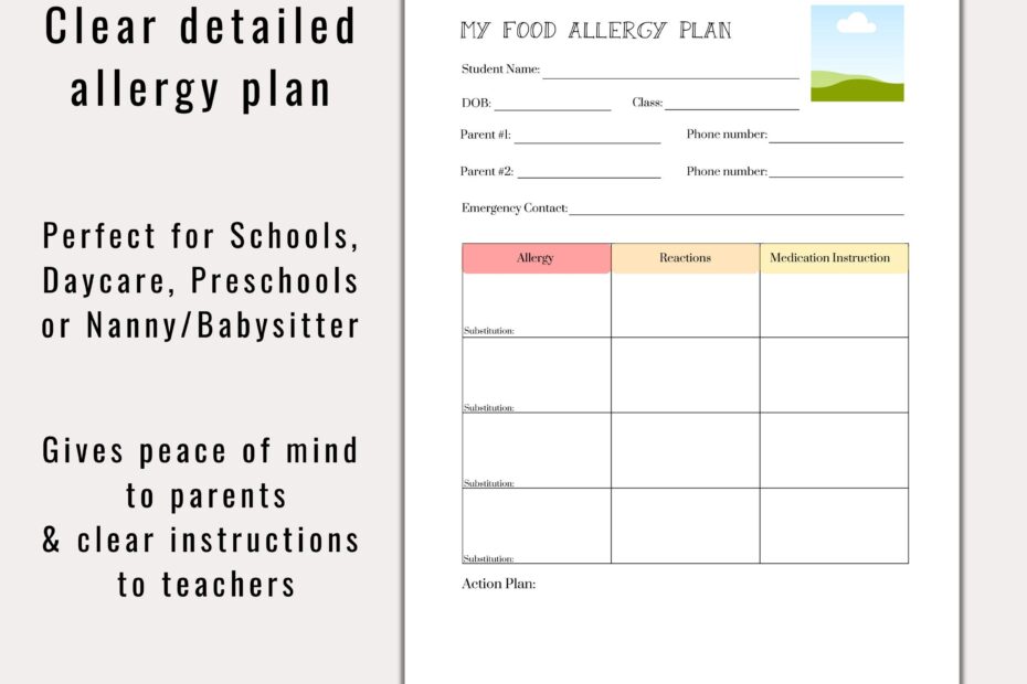 Food Allergy Tracker Form Printable Food Allergy School