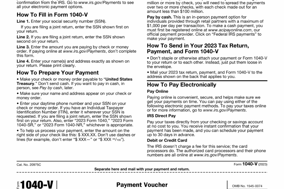 Form 1040 V 2024 2025 Complete And Download With PDF Guru