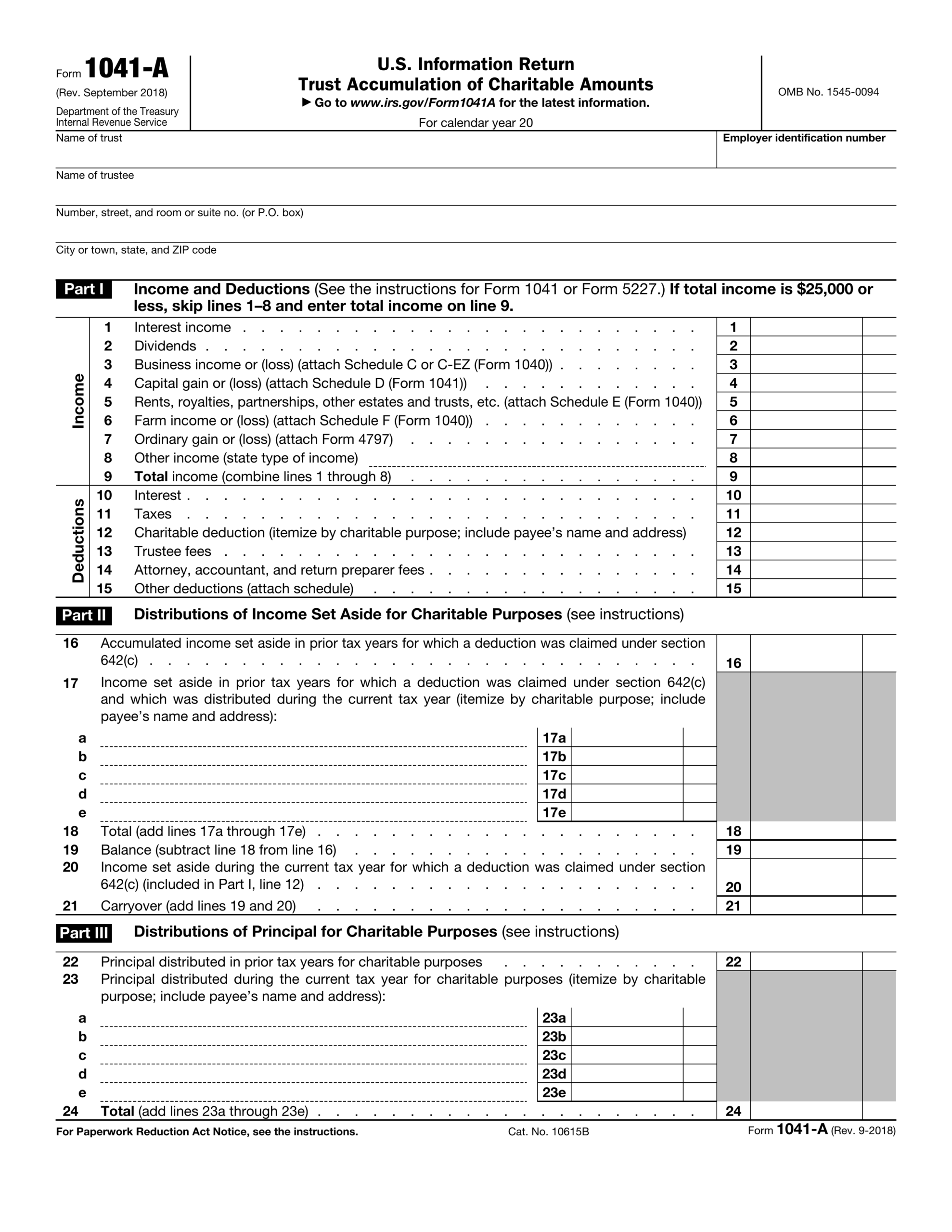 Form 1041 A U S Information Return 2024 2025 Fill PDF Guru