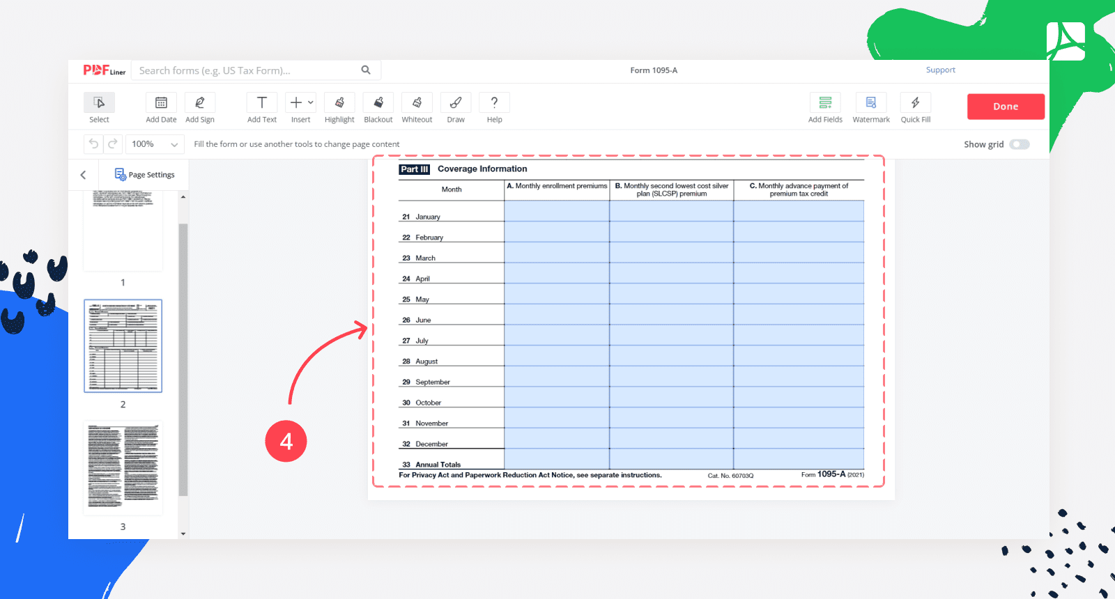 Form 1095 A 2023 Printable Form 1095 A Online PDFliner