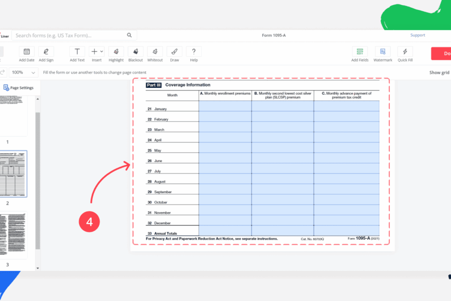Form 1095 A 2023 Printable Form 1095 A Online PDFliner