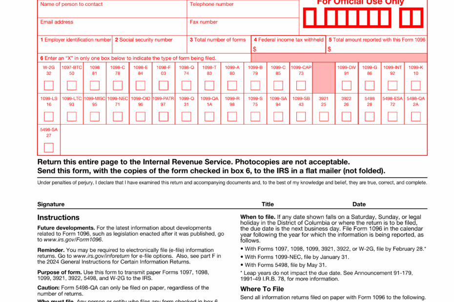 Form 1096 2024 2025 Fill Edit And Download PDF Guru