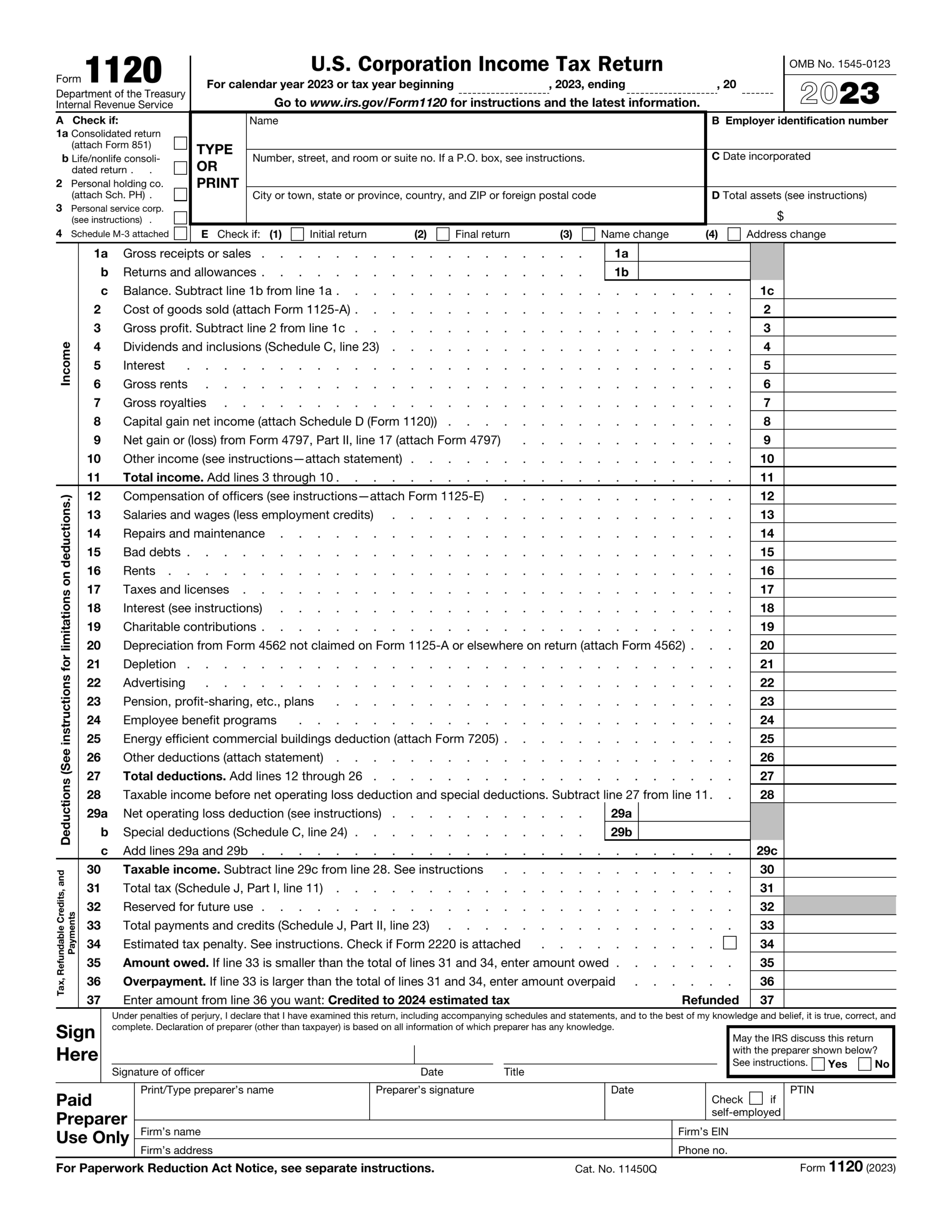 Form 1120 For 2024 2025 Fill U0026 Edit Online PDF Guru