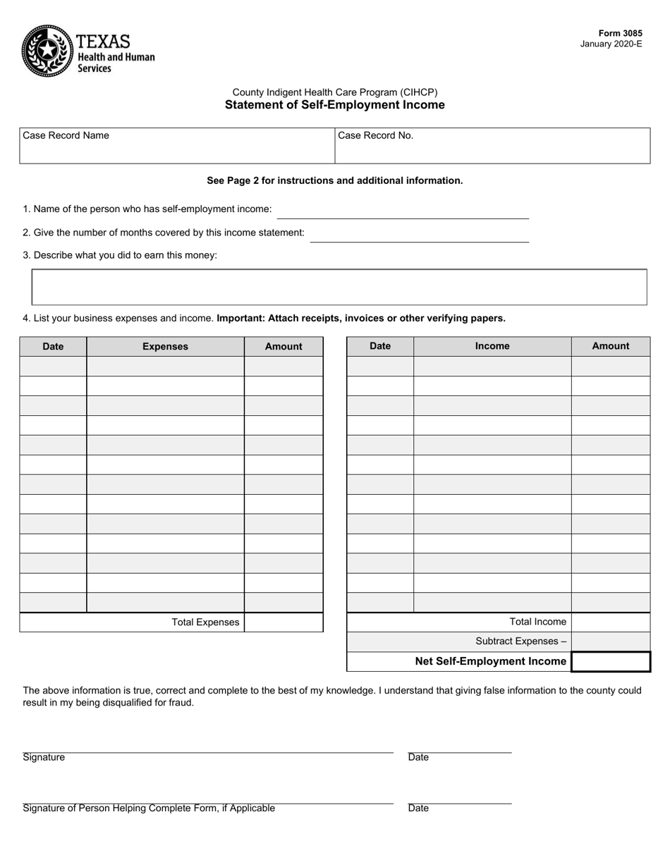 Form 3085 Fill Out Sign Online And Download Fillable PDF Texas Templateroller