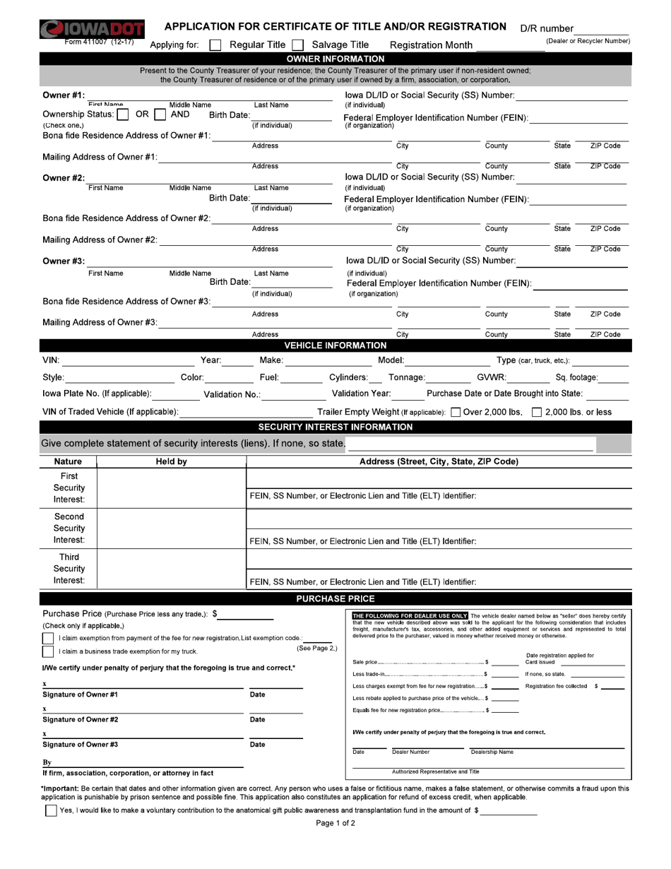 Form 411007 Fill Out Sign Online And Download Fillable PDF Iowa Templateroller