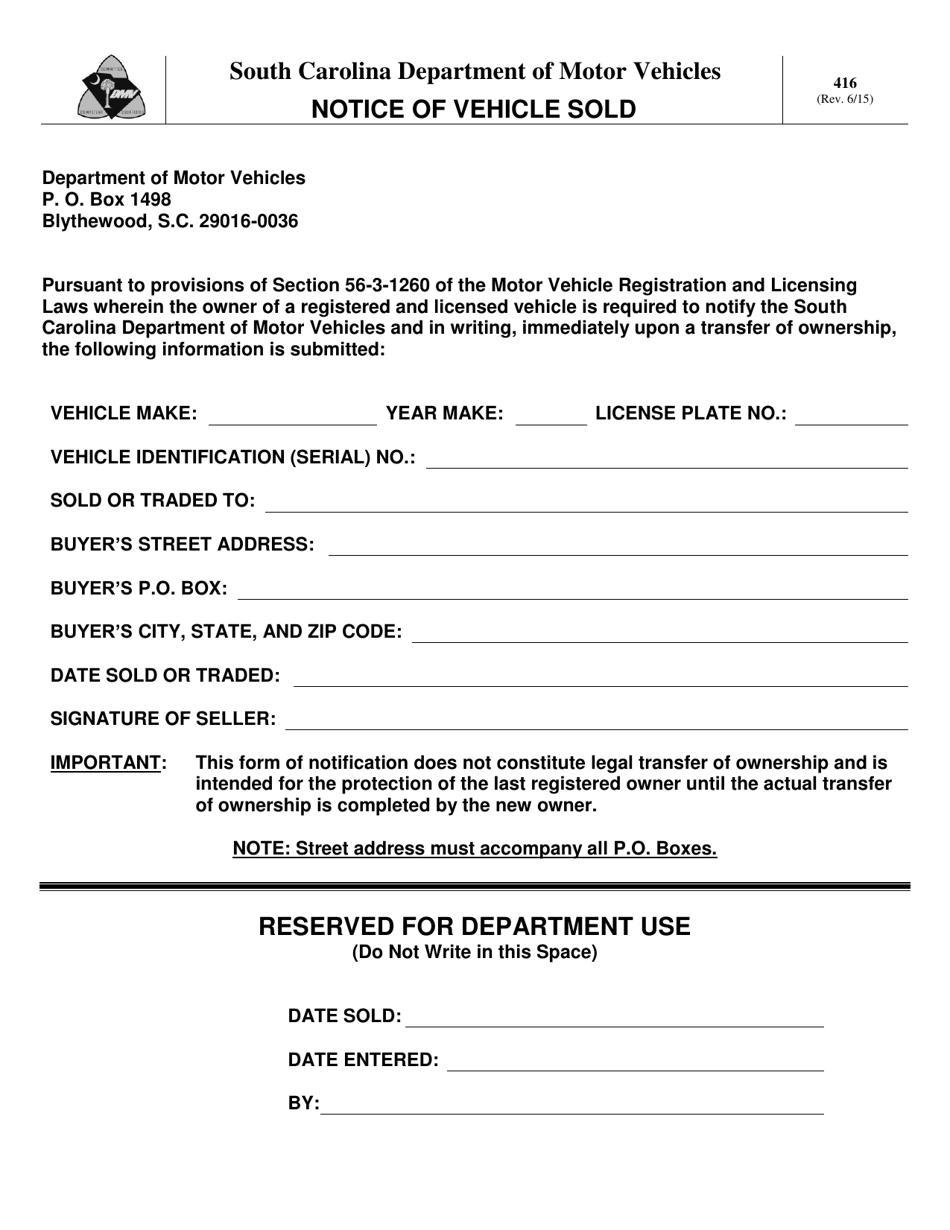 Form 416 Fill Out Sign Online And Download Printable PDF South 