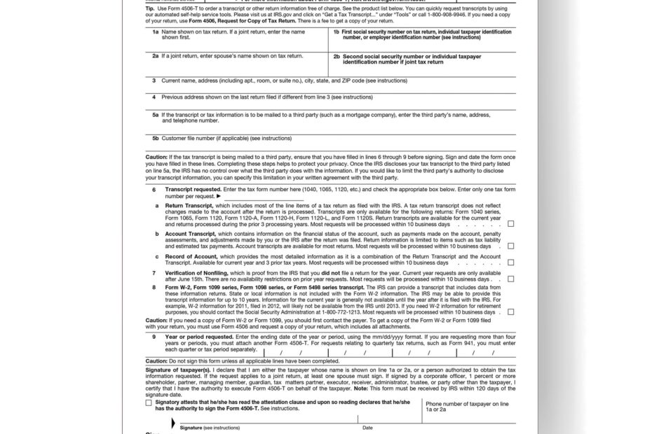 Form 4506 T Request For Transcript Of Tax Return 2019 MbcVirtual