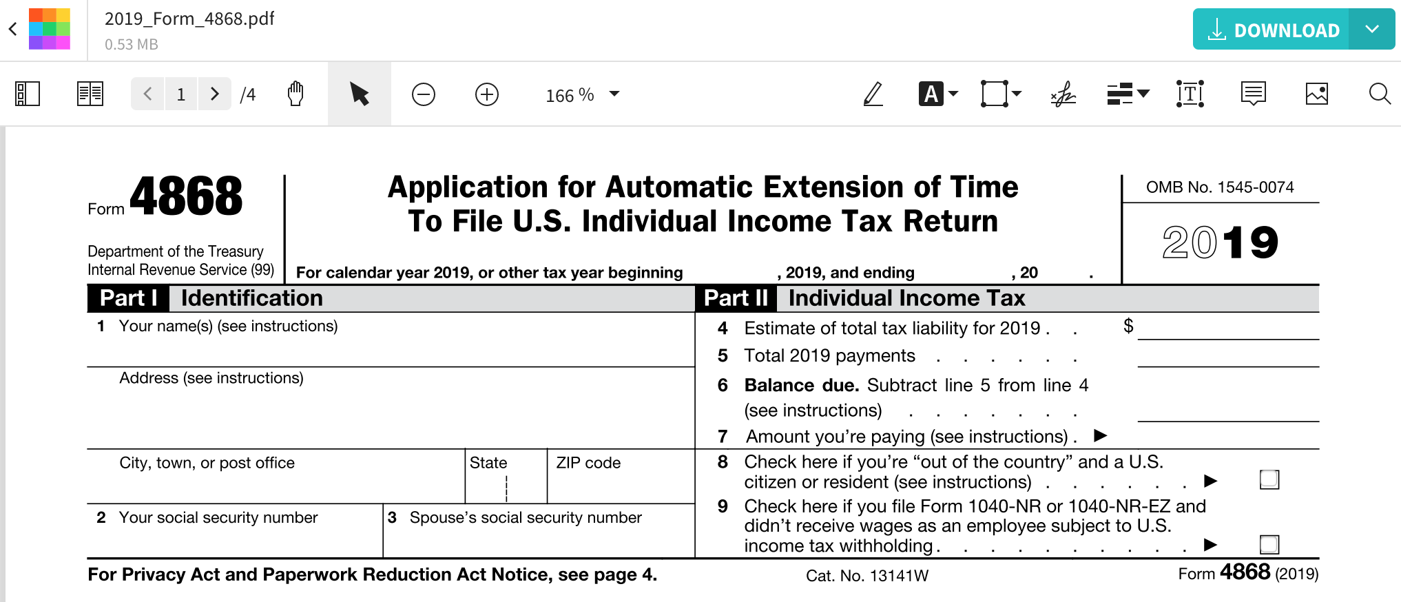 Form 4868 Fill IRS Extension Form Online For Free Smallpdf