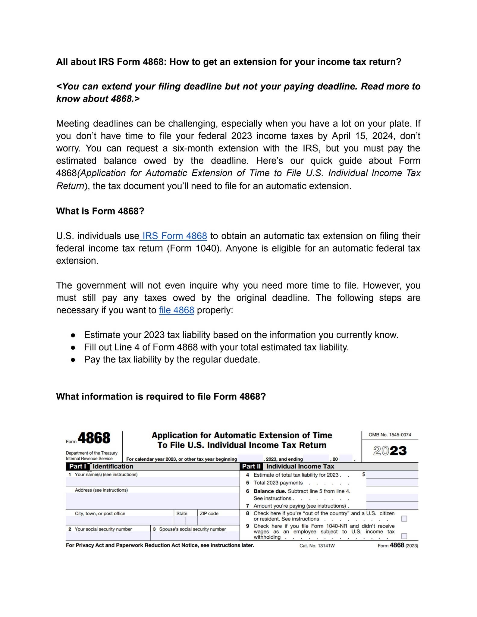 Form 4868 What U S Individual Needs To Know By Justin Issuu