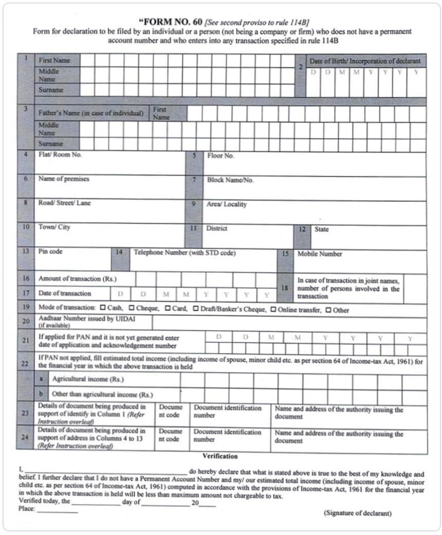 Form 60 Who Should File How To Fill And Download Form 60 Online