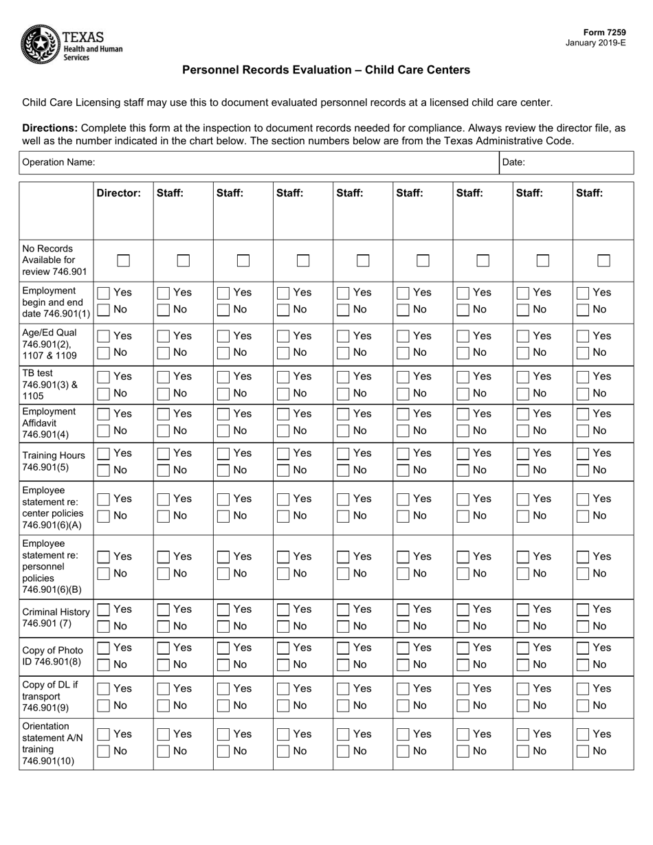 Form 7259 Fill Out Sign Online And Download Fillable PDF Texas 