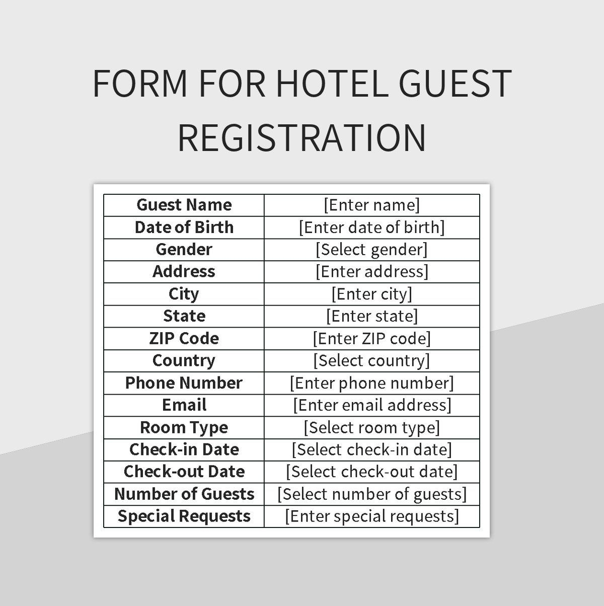 Form For Hotel Guest Registration Excel Template And Google Sheets 