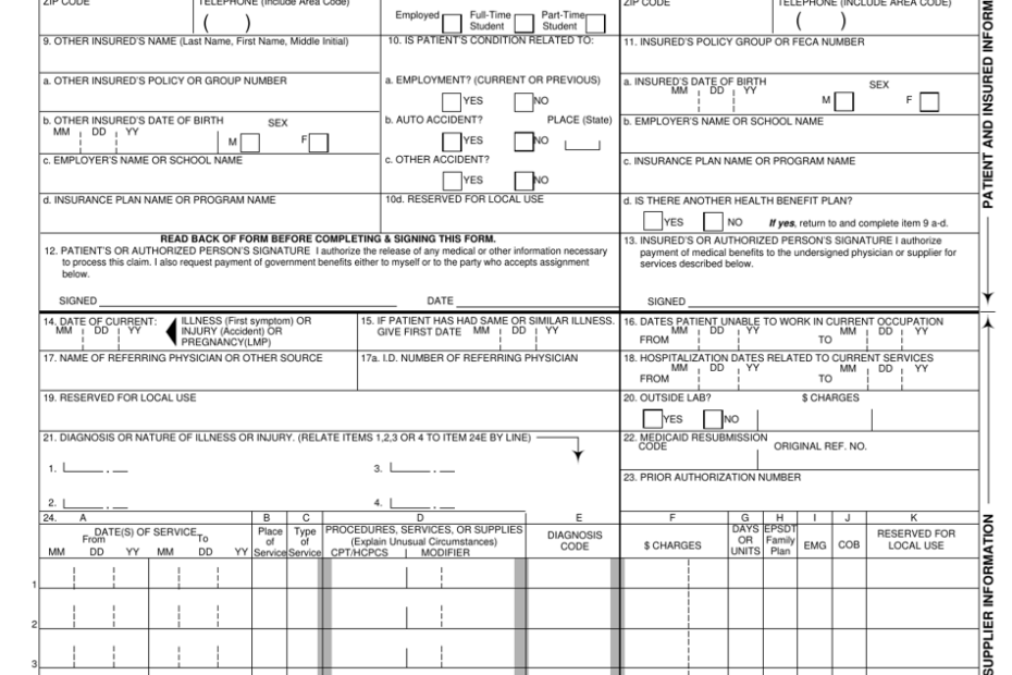 Form HCFA 1500 Fill Out Sign Online And Download Printable PDF