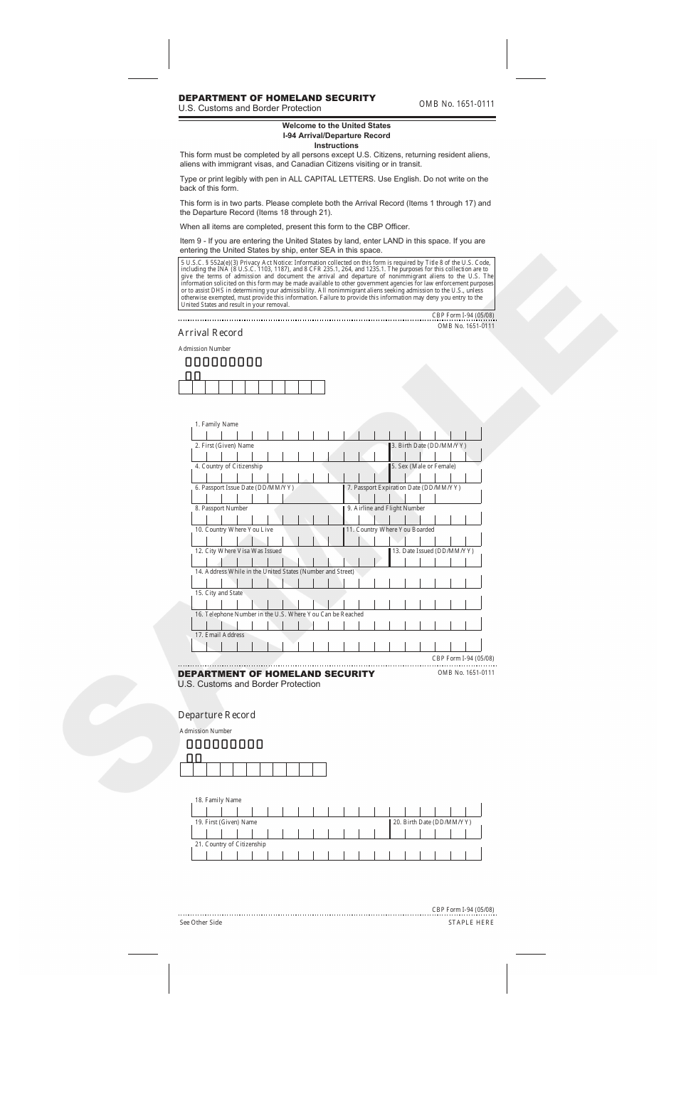 Form I 94 Fill Out Sign Online And Download Printable PDF Templateroller