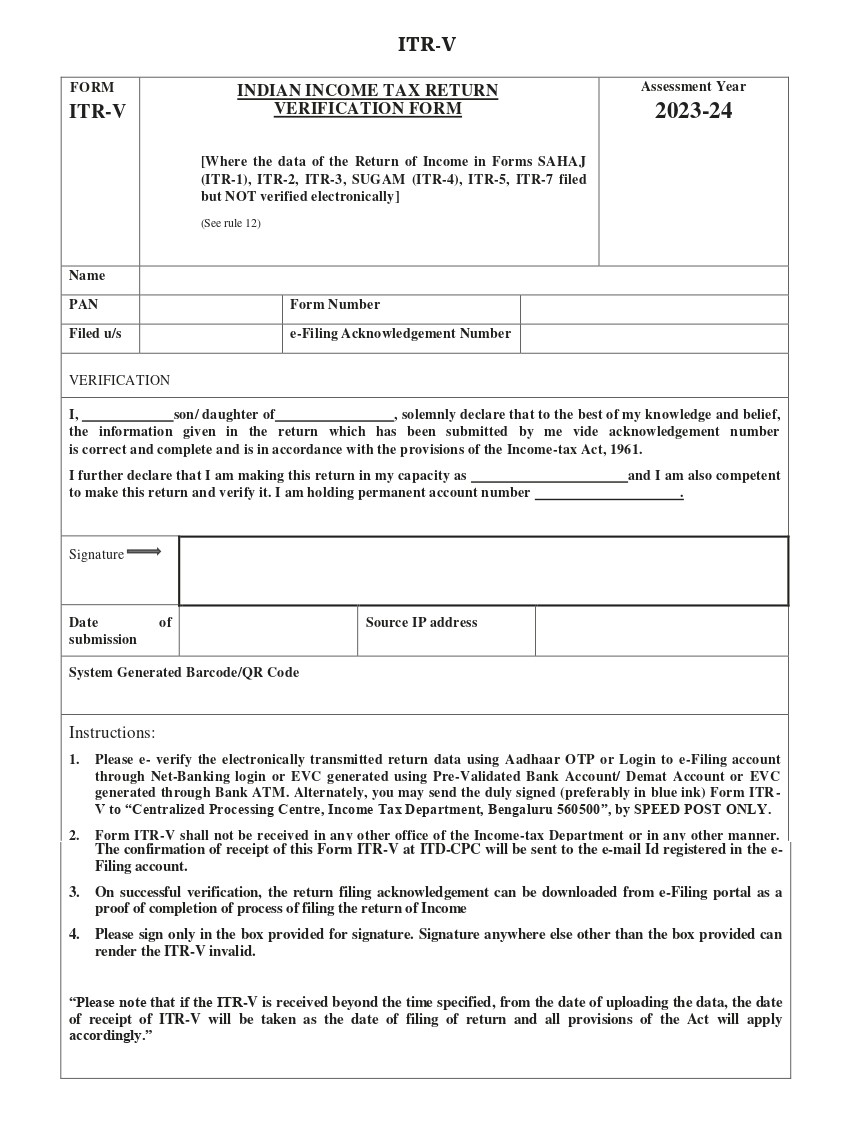 Form ITR V How To Download Your ITR V From The Department Website