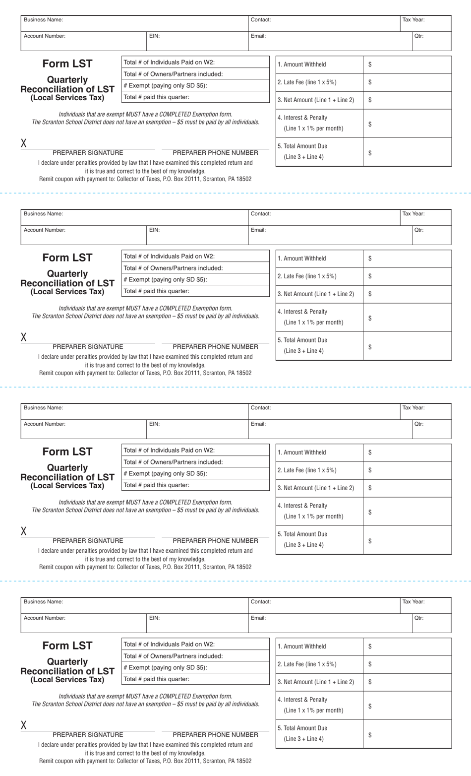 Form LST Fill Out Sign Online And Download Printable PDF City 
