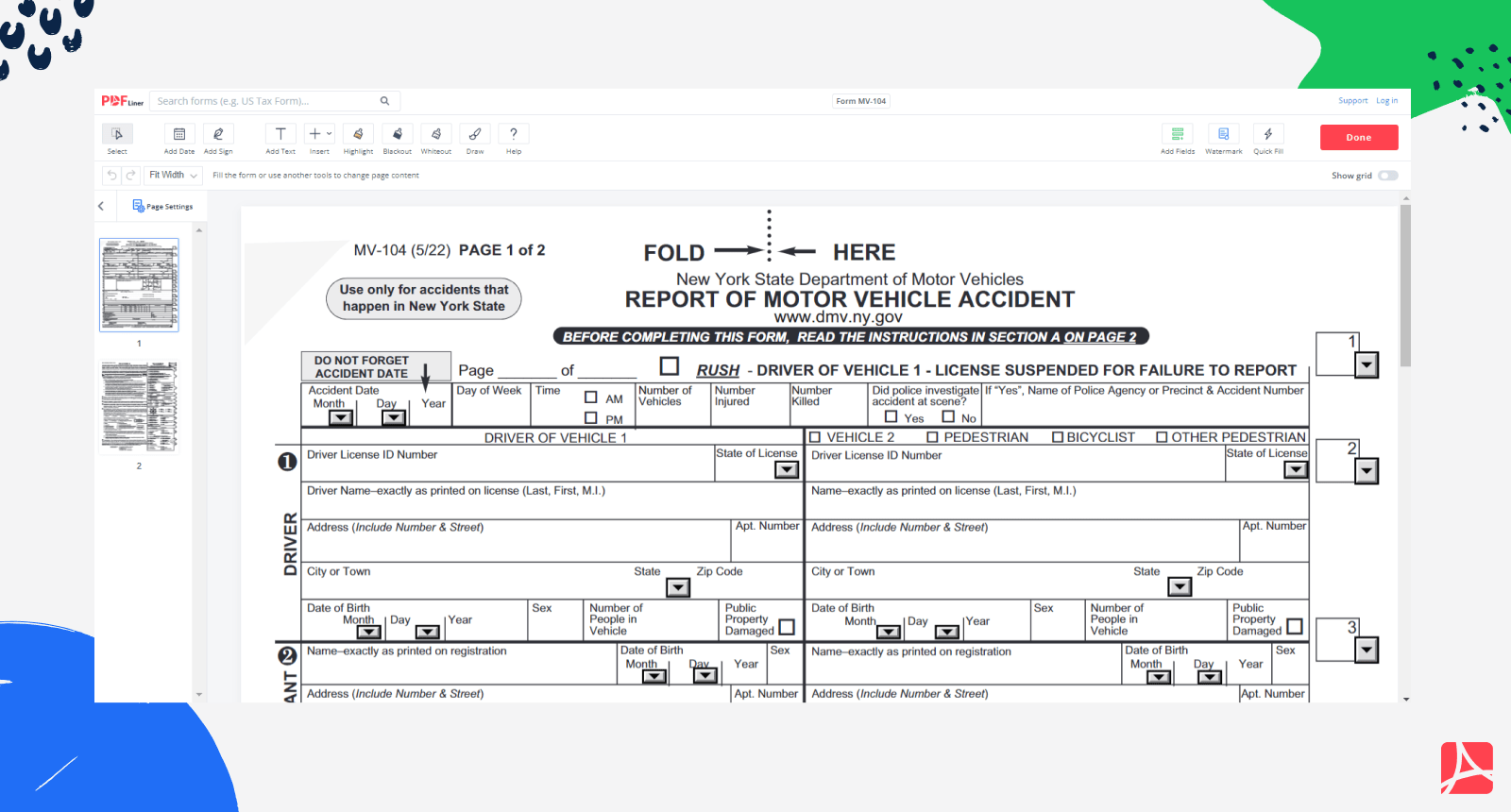 Form MV 104 Fill And Sign Form Online PDFliner