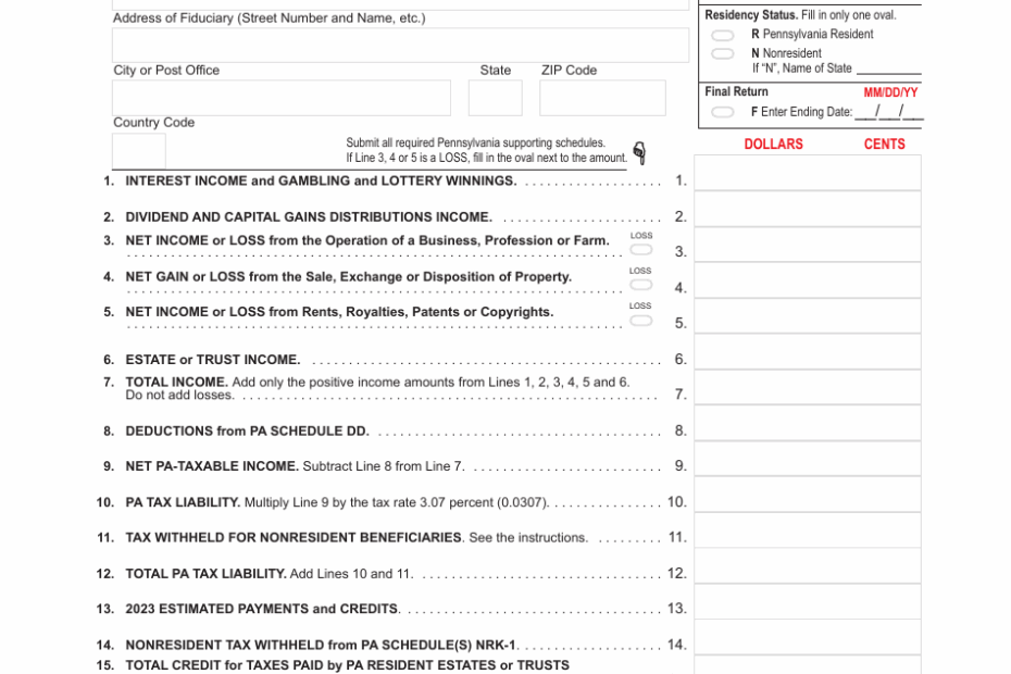 Form PA 41 Download Fillable PDF Or Fill Online Pennsylvania