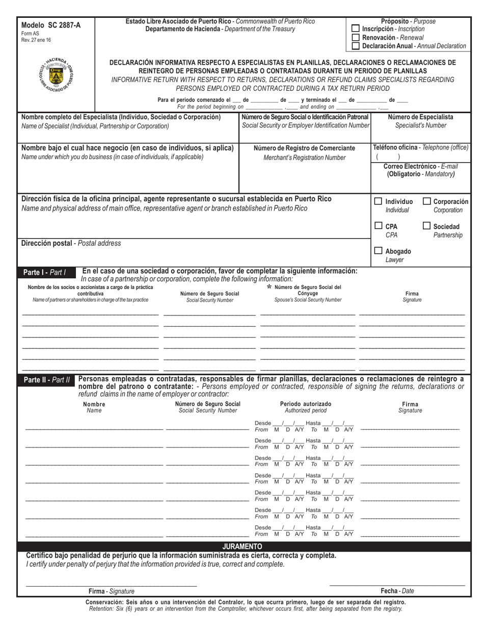 Form SC2887 A AS Fill Out Sign Online And Download Printable PDF Puerto Rico English Spanish Templateroller