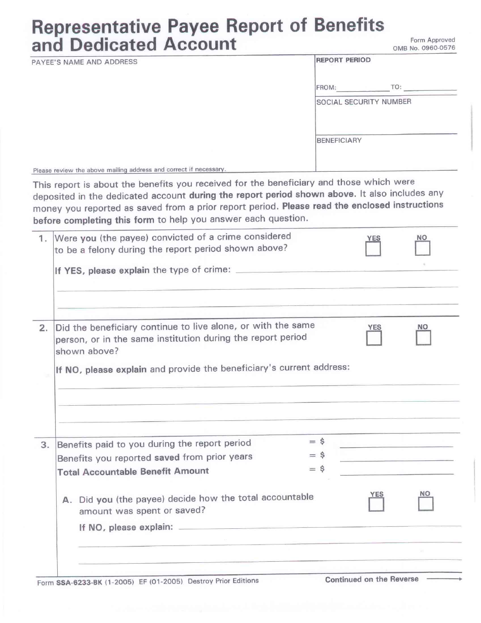 Form SSA 6233 BK Fill Out Sign Online And Download Printable 