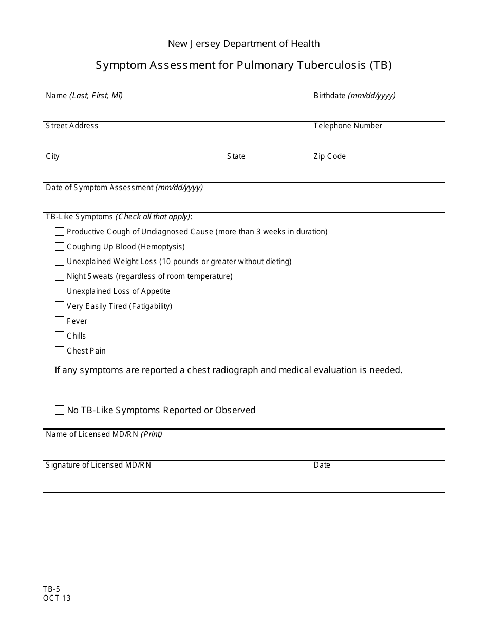Form TB 5 Fill Out Sign Online And Download Printable PDF New Jersey Templateroller