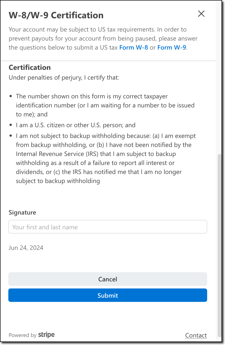 Form W 9 And Form 4669 Collected By Stripe Stripe Help U0026 Support