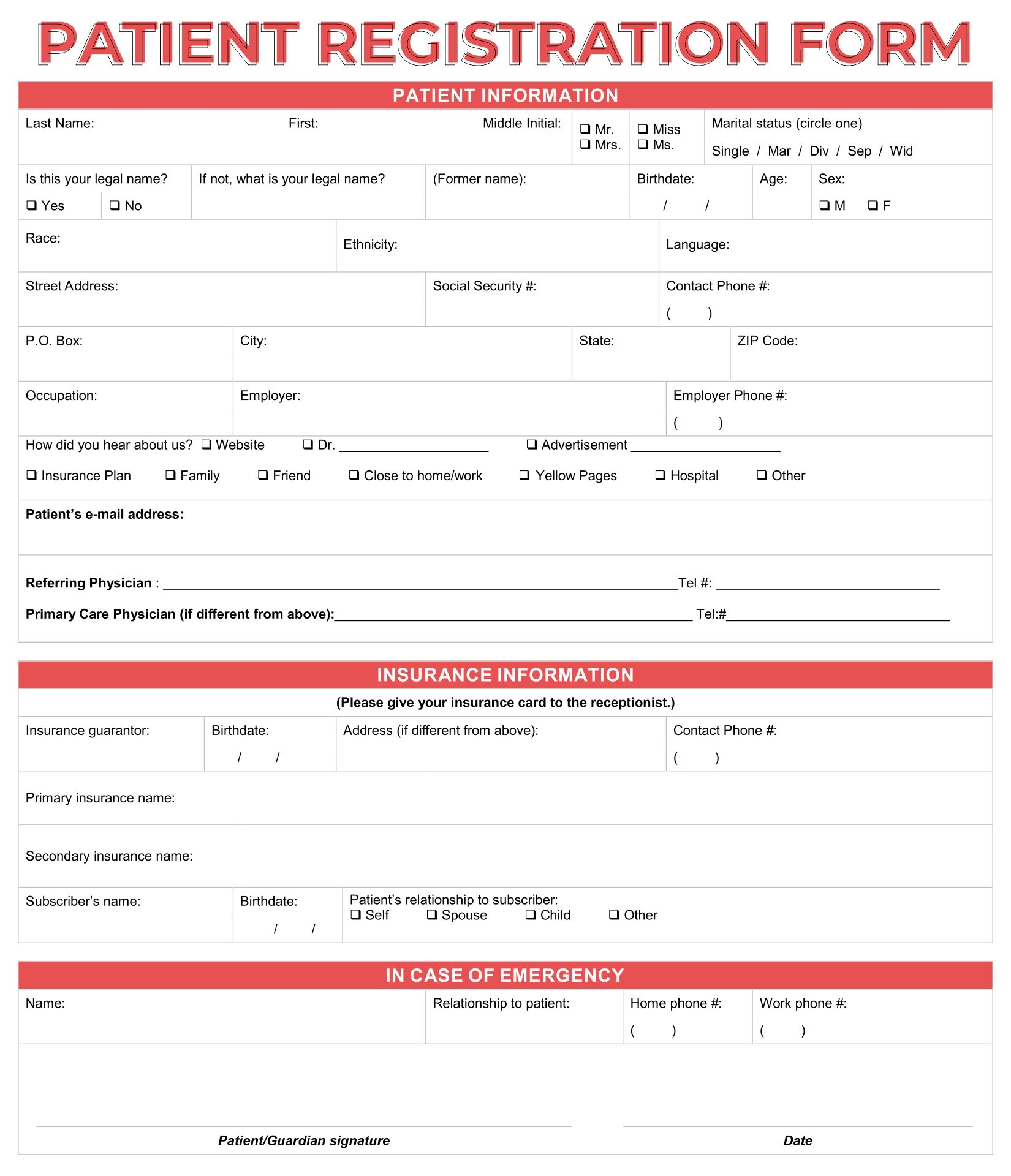 Forms Medical Doctors 10 Free PDF Printables Printablee