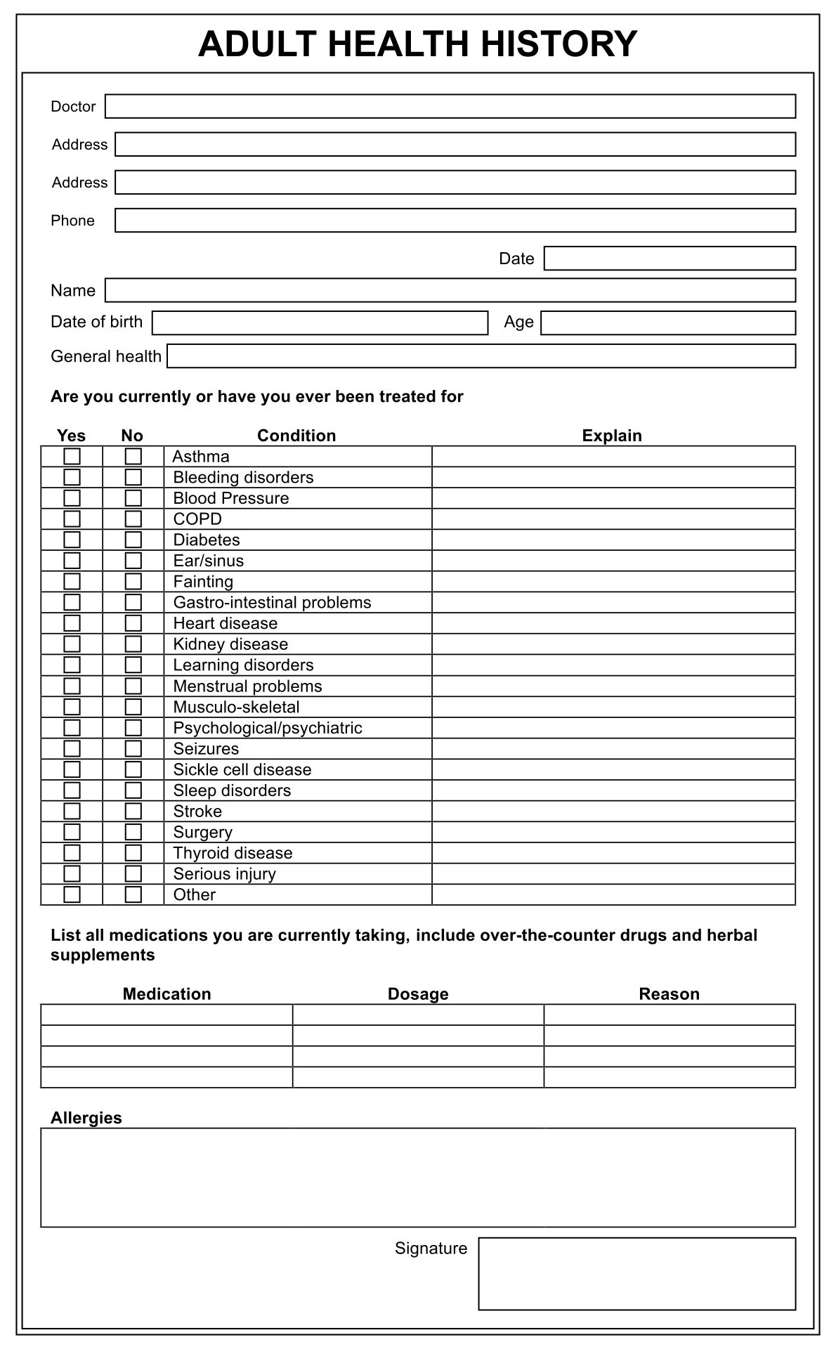 Forms Medical Doctors 10 Free PDF Printables Printablee
