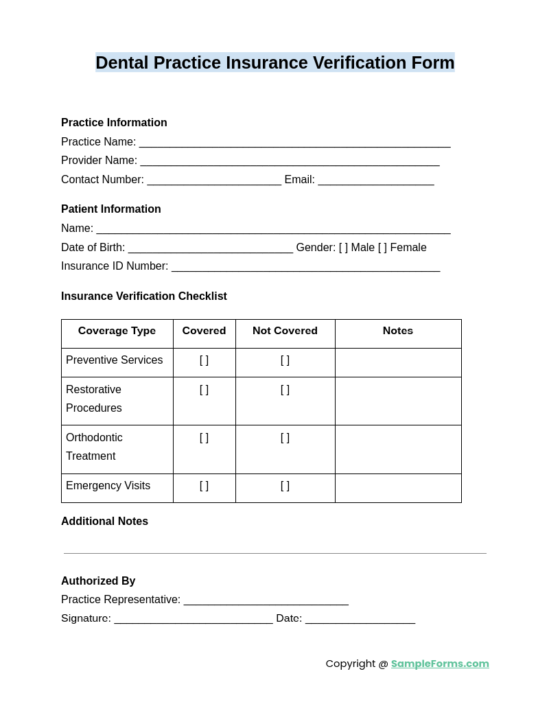 FREE 10 Dental Insurance Verification Form Samples PDF MS Word Google Docs