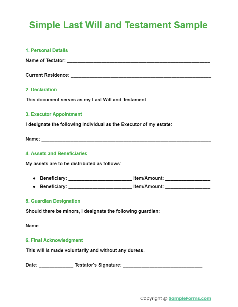 FREE 10 Last Will And Testament Form Samples PDF MS Word 