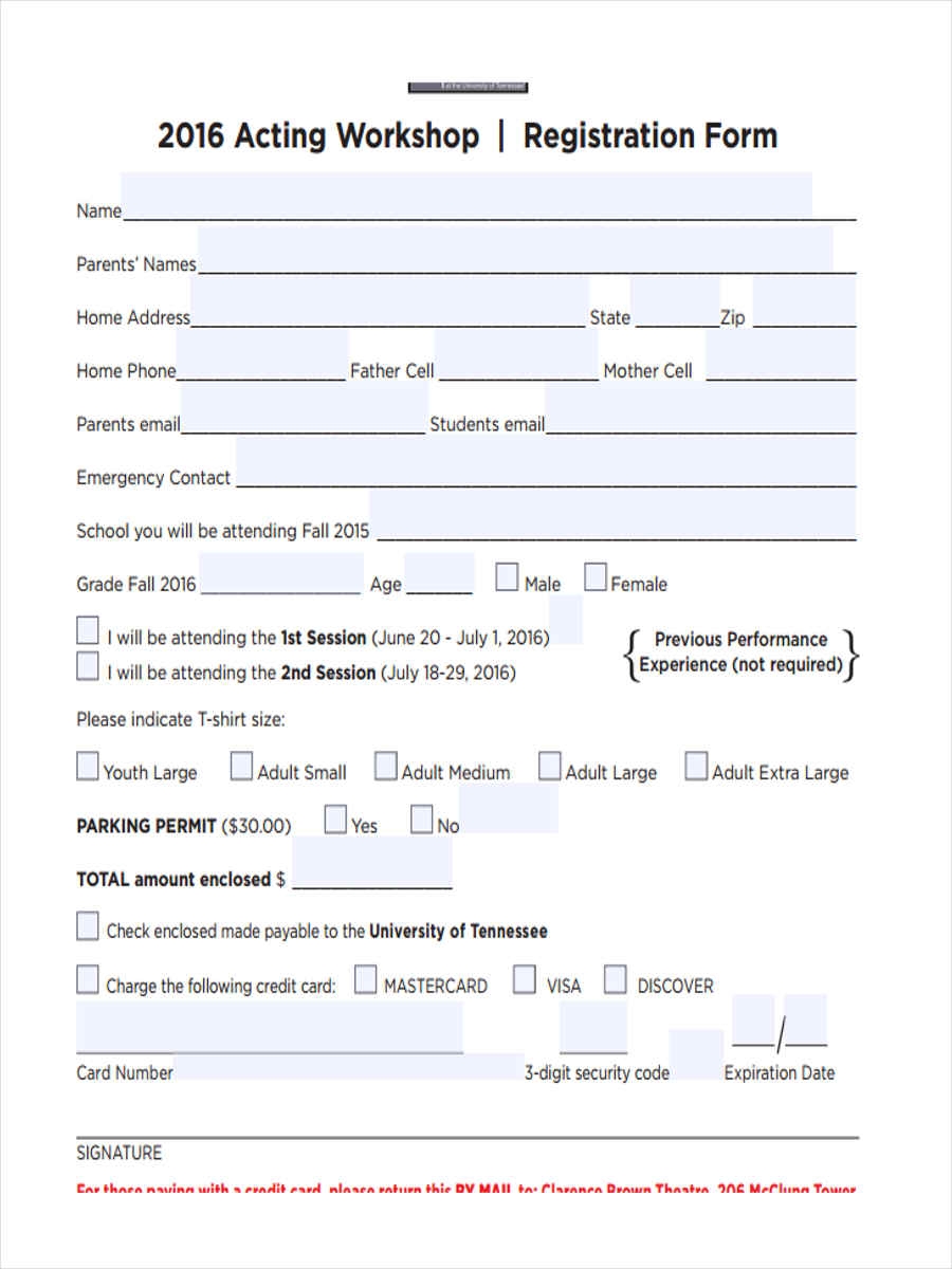FREE 10 Sample Workshop Registration Forms In MS Word PDF