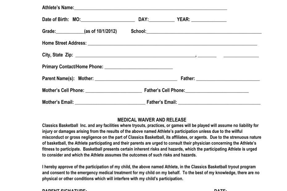 FREE 11 Basketball Registration Forms In PDF MS Word Excel