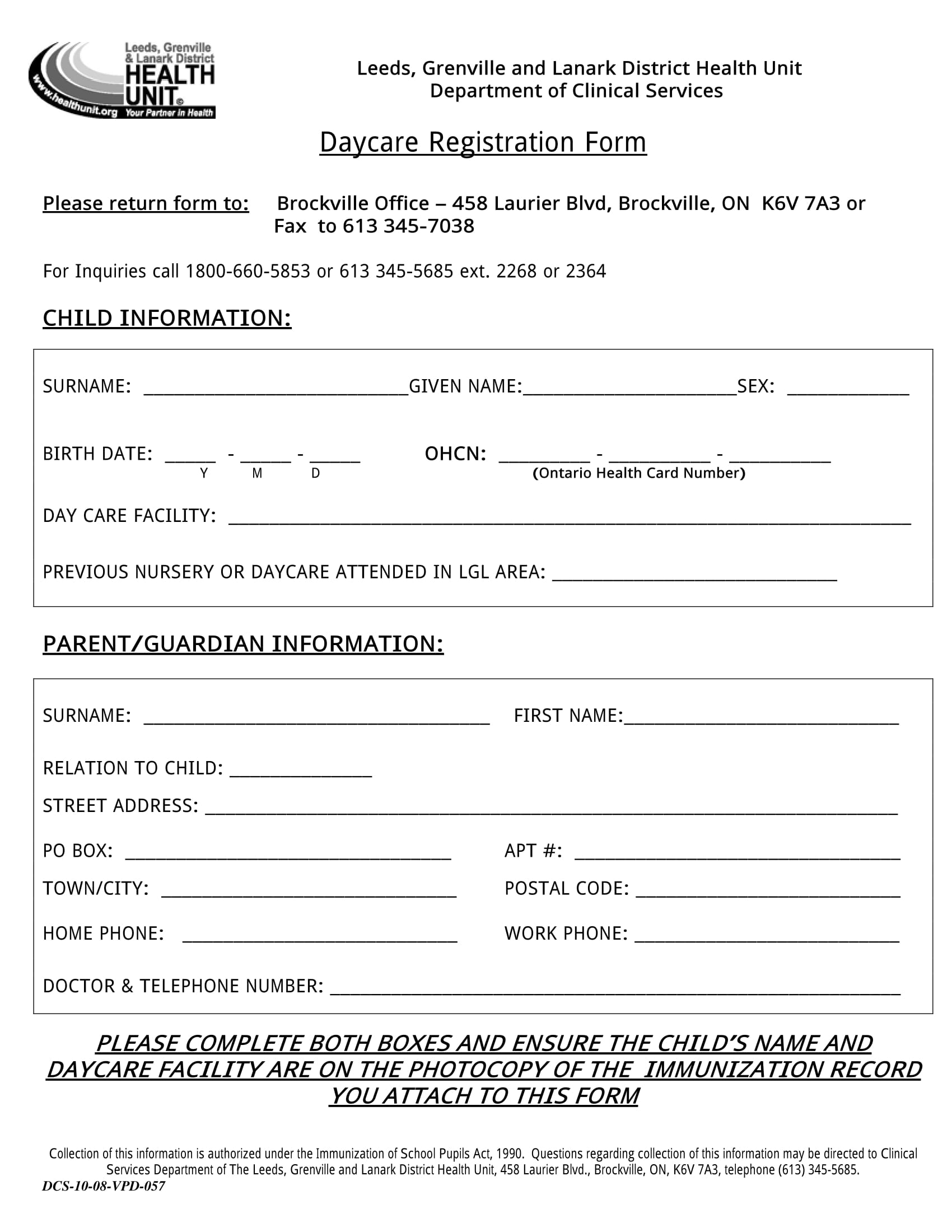 FREE 13 Daycare Registration Form Samples PDF MS Word Google Docs