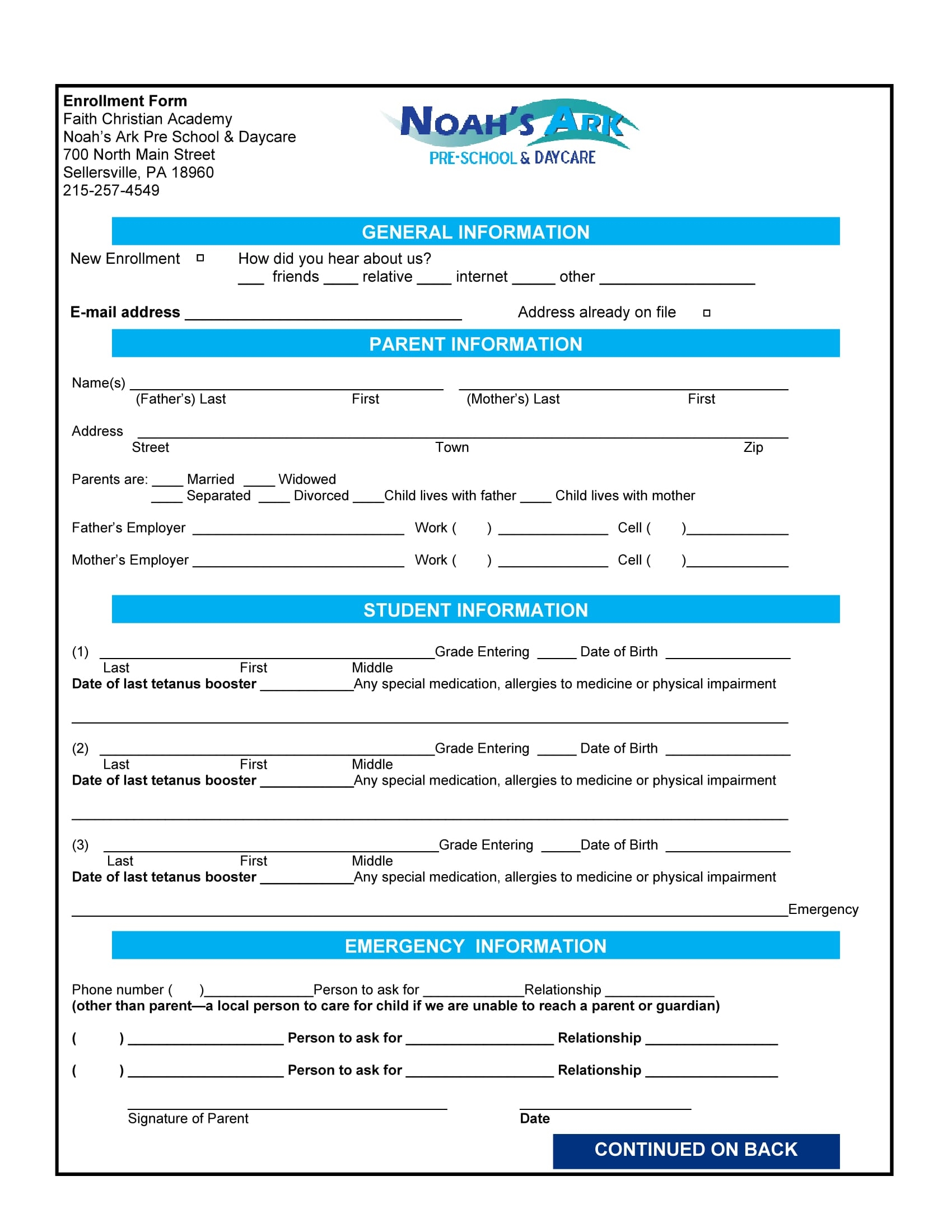 FREE 13 Daycare Registration Form Samples PDF MS Word Google Docs