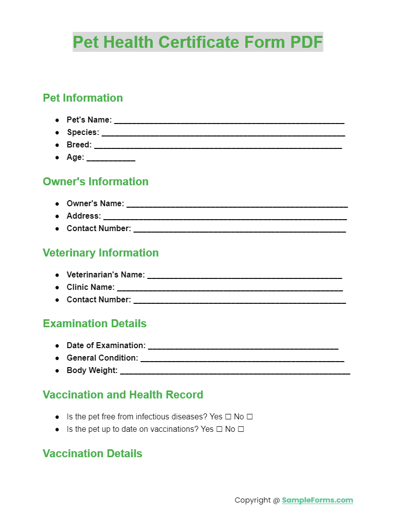 FREE 13 Health Certificate Form Samples PDF MS Word Google 