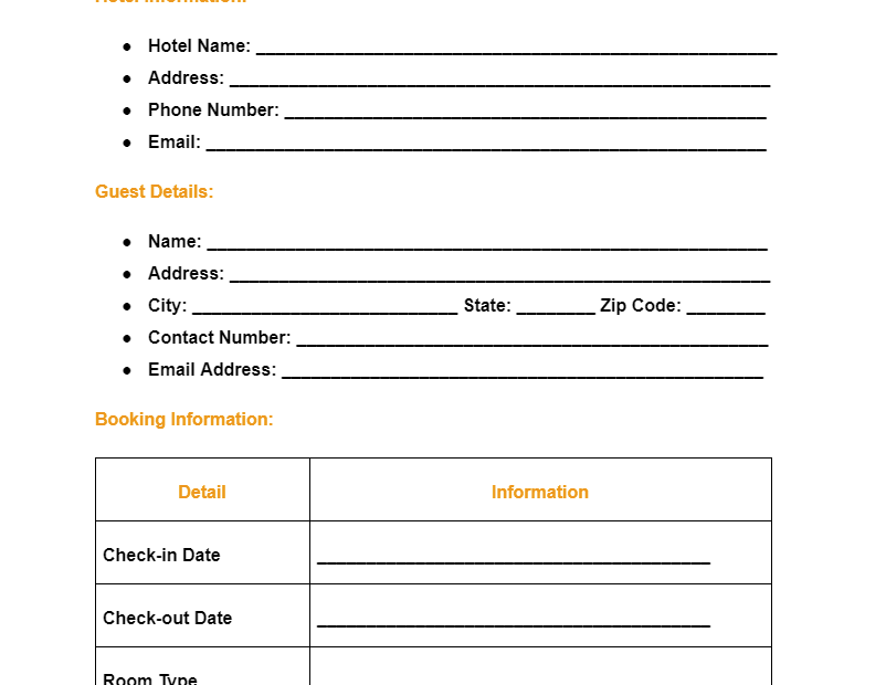 FREE 14 Hotel Registration Form Samples PDF MS Word Google