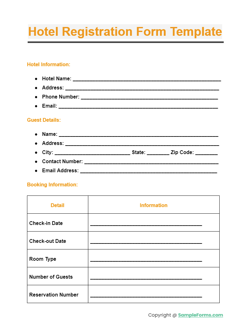 FREE 14 Hotel Registration Form Samples PDF MS Word Google Docs Excel