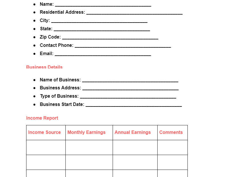 FREE 14 Self Employment Form Samples PDF MS Word Google Docs Excel