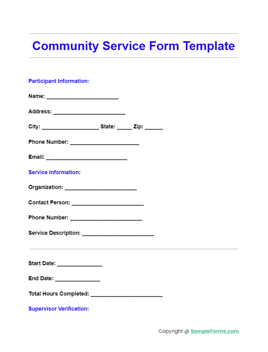 FREE 15 Community Service Form Samples PDF MS Word Google Docs 