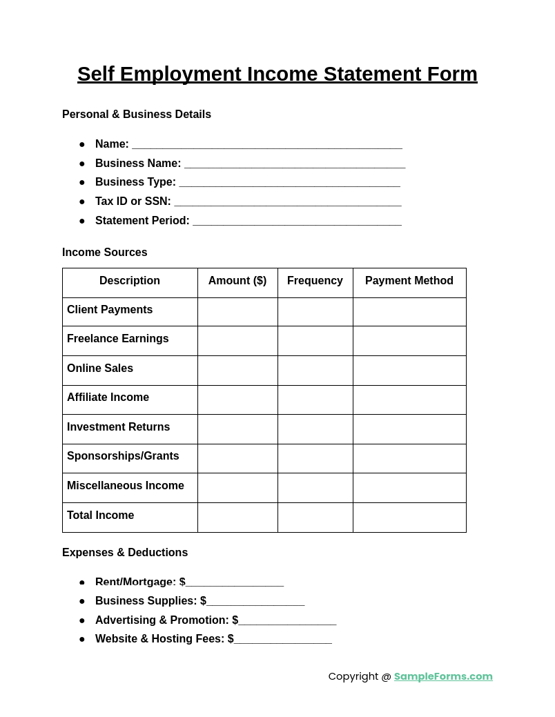 FREE 18 Income Statement Form Samples PDF MS Word Google Docs Excel