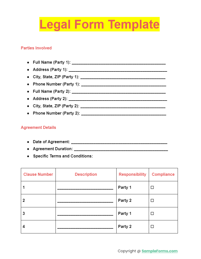 FREE 22 Legal Form Samples PDF MS Word Google Docs Excel