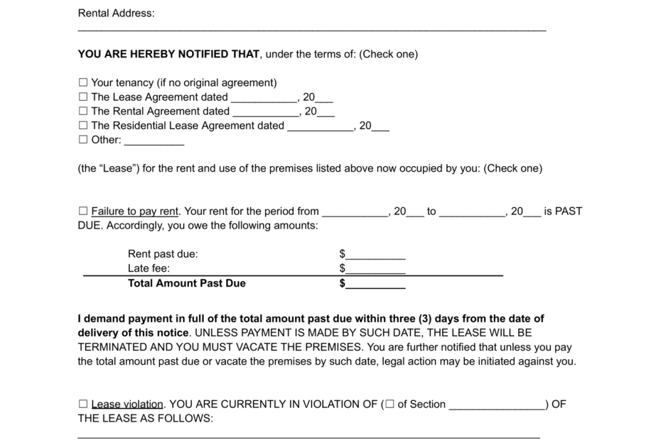 Free 3 Day Eviction Notice Template PDF U0026 Word