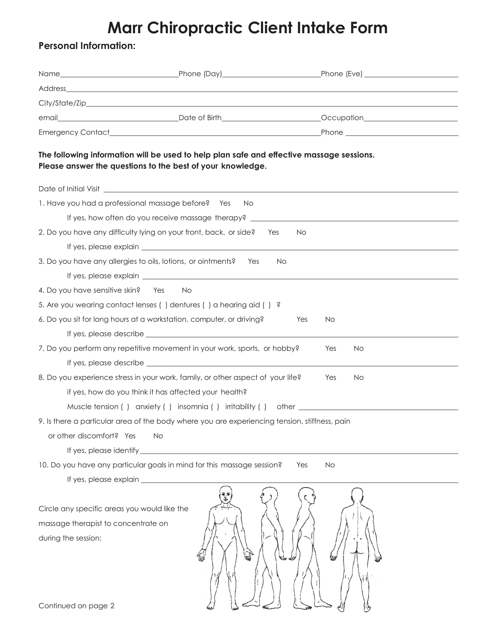 FREE 9 Chiropractic Intake Forms In PDF MS Word