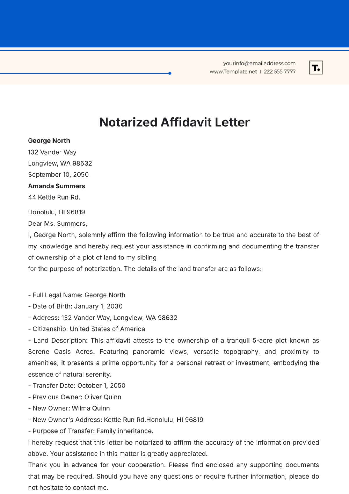 Free Affidavit Letter Templates Editable And Printable