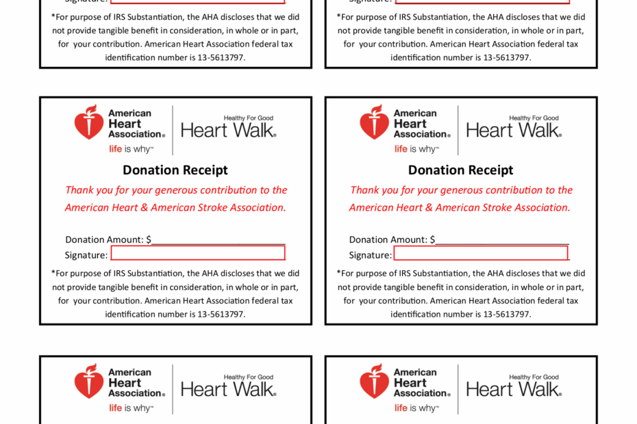 Free American Heart Assoc Donation Receipt Template PDF EForms