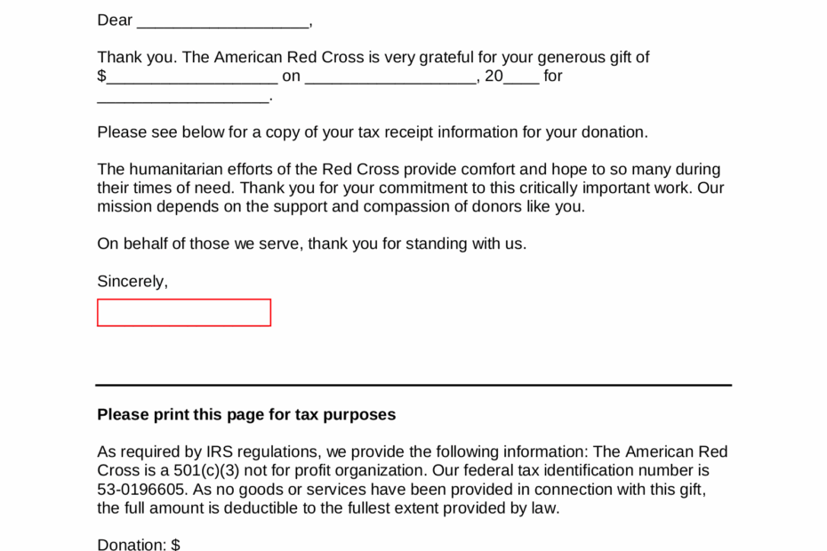 Free American Red Cross Donation Receipt Template PDF Word