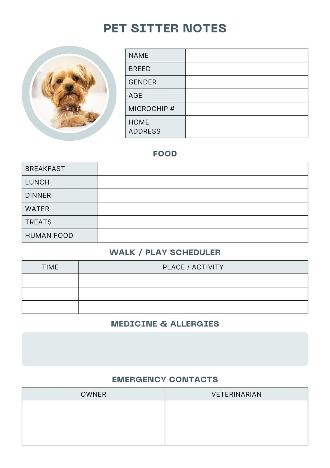 Free And Customizable Pet Sitting Templates